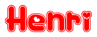 The image displays the word Henri written in a stylized red font with hearts inside the letters.