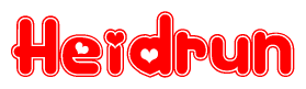 The image is a clipart featuring the word Heidrun written in a stylized font with a heart shape replacing inserted into the center of each letter. The color scheme of the text and hearts is red with a light outline.