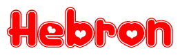 The image displays the word Hebron written in a stylized red font with hearts inside the letters.