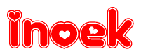 The image displays the word Inoek written in a stylized red font with hearts inside the letters.