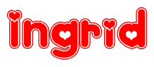 The image displays the word Ingrid written in a stylized red font with hearts inside the letters.