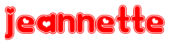 The image displays the word Jeannette written in a stylized red font with hearts inside the letters.