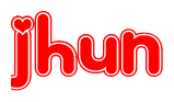The image displays the word Jhun written in a stylized red font with hearts inside the letters.
