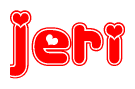 The image displays the word Jeri written in a stylized red font with hearts inside the letters.