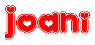The image displays the word Joani written in a stylized red font with hearts inside the letters.