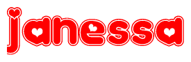 The image displays the word Janessa written in a stylized red font with hearts inside the letters.