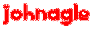   The image displays the word Johnagle written in a stylized red font with hearts inside the letters. 
