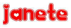 The image displays the word Janete written in a stylized red font with hearts inside the letters.
