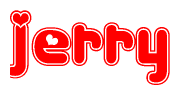 The image displays the word Jerry written in a stylized red font with hearts inside the letters.