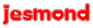   The image displays the word Jesmond written in a stylized red font with hearts inside the letters. 