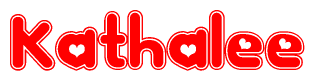 The image displays the word Kathalee written in a stylized red font with hearts inside the letters.