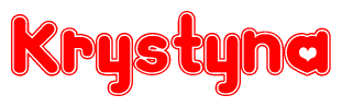 The image displays the word Krystyna written in a stylized red font with hearts inside the letters.