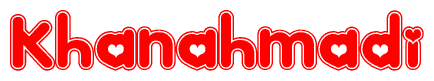 The image displays the word Khanahmadi written in a stylized red font with hearts inside the letters.