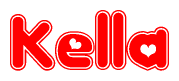 The image displays the word Kella written in a stylized red font with hearts inside the letters.