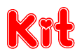 The image displays the word Kit written in a stylized red font with hearts inside the letters.