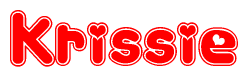 The image displays the word Krissie written in a stylized red font with hearts inside the letters.