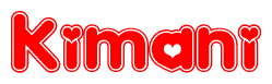 The image displays the word Kimani written in a stylized red font with hearts inside the letters.