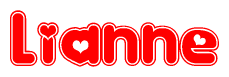 The image displays the word Lianne written in a stylized red font with hearts inside the letters.