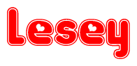 The image is a clipart featuring the word Lesey written in a stylized font with a heart shape replacing inserted into the center of each letter. The color scheme of the text and hearts is red with a light outline.