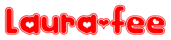 The image is a clipart featuring the word Laura-fee written in a stylized font with a heart shape replacing inserted into the center of each letter. The color scheme of the text and hearts is red with a light outline.