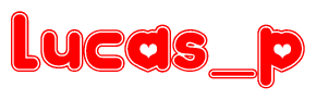 The image displays the word Lucas p written in a stylized red font with hearts inside the letters.