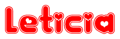 The image displays the word Leticia written in a stylized red font with hearts inside the letters.