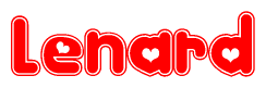 The image displays the word Lenard written in a stylized red font with hearts inside the letters.