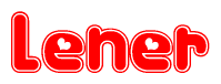 The image is a clipart featuring the word Lener written in a stylized font with a heart shape replacing inserted into the center of each letter. The color scheme of the text and hearts is red with a light outline.