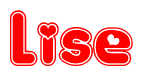 The image displays the word Lise written in a stylized red font with hearts inside the letters.