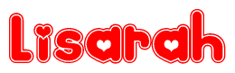 The image displays the word Lisarah written in a stylized red font with hearts inside the letters.