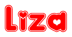 The image displays the word Liza written in a stylized red font with hearts inside the letters.