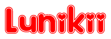 The image displays the word Lunikii written in a stylized red font with hearts inside the letters.