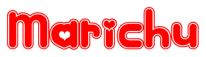 The image displays the word Marichu written in a stylized red font with hearts inside the letters.