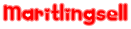 The image is a clipart featuring the word Maritlingsell written in a stylized font with a heart shape replacing inserted into the center of each letter. The color scheme of the text and hearts is red with a light outline.