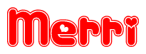 The image displays the word Merri written in a stylized red font with hearts inside the letters.