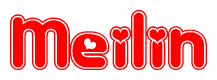   The image displays the word Meilin written in a stylized red font with hearts inside the letters. 