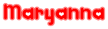 The image displays the word Maryanna written in a stylized red font with hearts inside the letters.