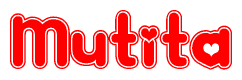 The image displays the word Mutita written in a stylized red font with hearts inside the letters.
