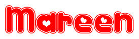 The image displays the word Mareen written in a stylized red font with hearts inside the letters.