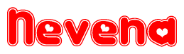 The image displays the word Nevena written in a stylized red font with hearts inside the letters.