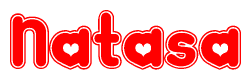 The image displays the word Natasa written in a stylized red font with hearts inside the letters.