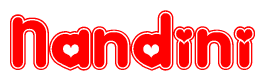 The image displays the word Nandini written in a stylized red font with hearts inside the letters.