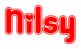 The image displays the word Nilsy written in a stylized red font with hearts inside the letters.