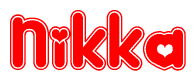 The image displays the word Nikka written in a stylized red font with hearts inside the letters.