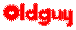 The image displays the word Oldguy written in a stylized red font with hearts inside the letters.