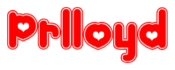 The image displays the word Prlloyd written in a stylized red font with hearts inside the letters.