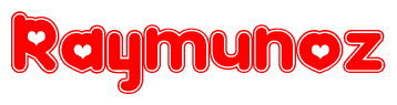 The image displays the word Raymunoz written in a stylized red font with hearts inside the letters.