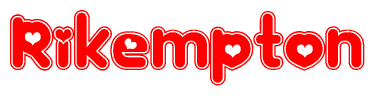 The image displays the word Rikempton written in a stylized red font with hearts inside the letters.