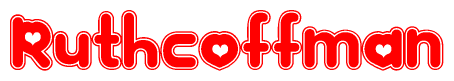 The image displays the word Ruthcoffman written in a stylized red font with hearts inside the letters.