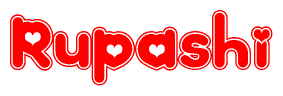   The image displays the word Rupashi written in a stylized red font with hearts inside the letters. 